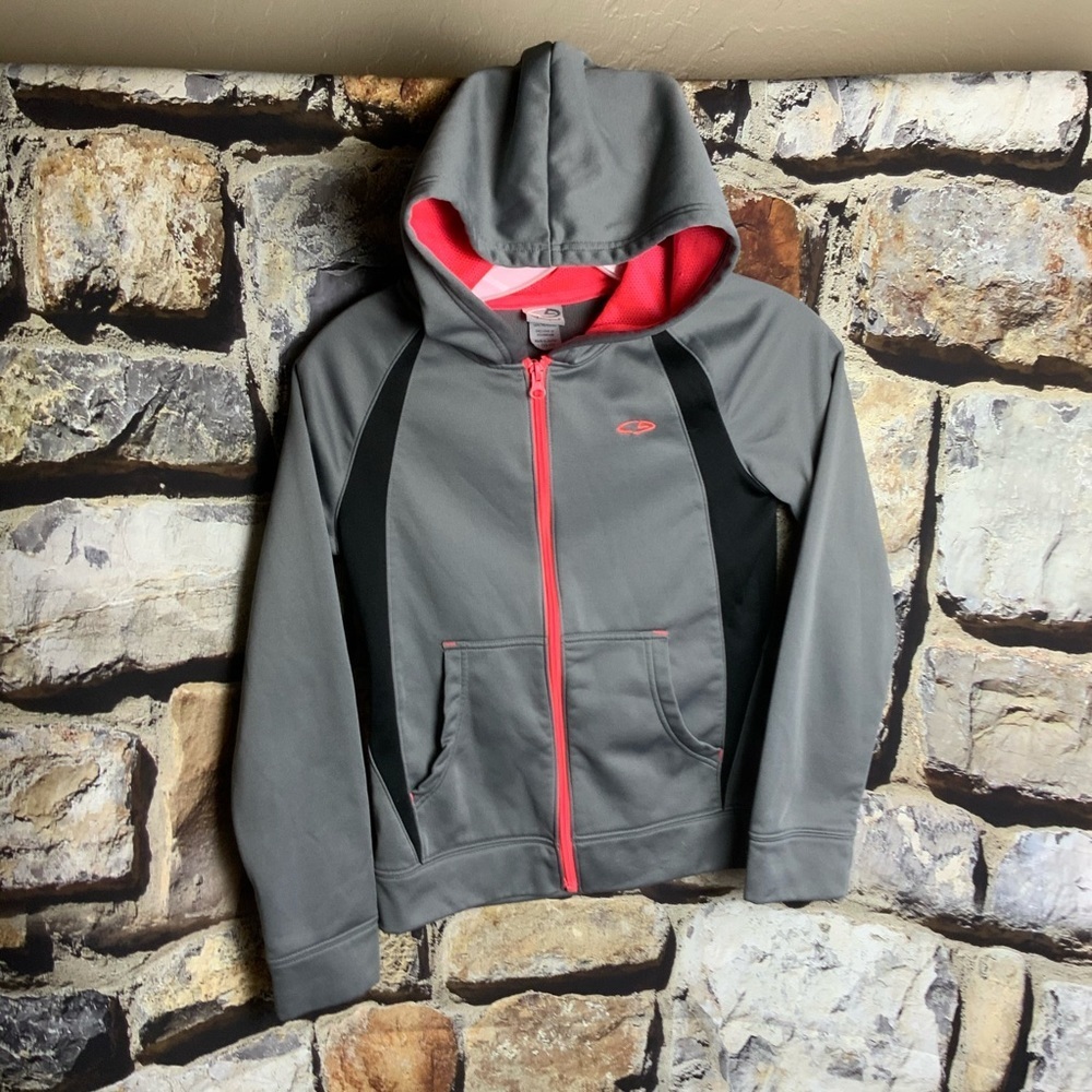Champion Gray/Black w Hot Pink Hoodie Girls 10-12